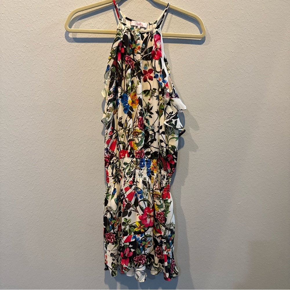 Parker Cream Floral Halter Top with Multicolor Blooms